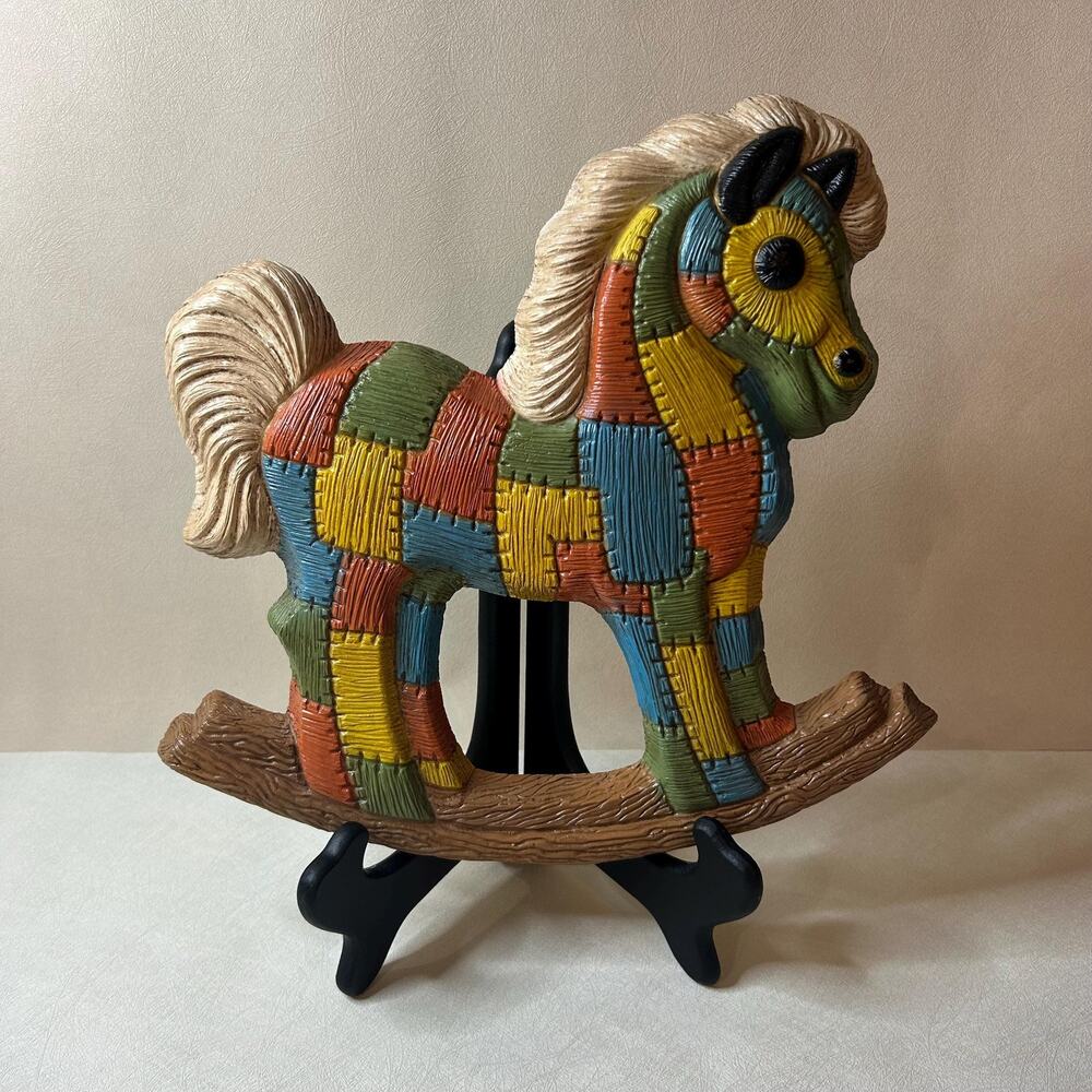Vintage 1985 Frankies Designs Patchwork Rocking Horse Wall Hanging Decor